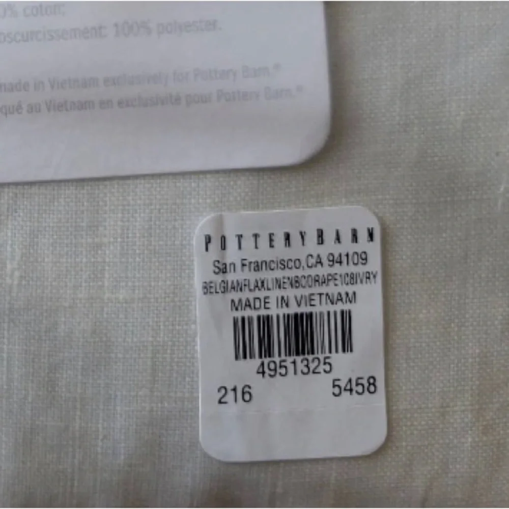 NEW Pottery Barn 3 in 1 Pole Top Belgian Flax Linen Curtain With Blackout Lining
